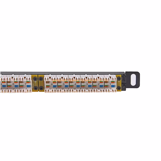 0,5u 19 pulgadas 24 puertos CAT6/6A/Cat.  5e Patch Panel UTP 50u′′ Chapado en oro con barra trasera